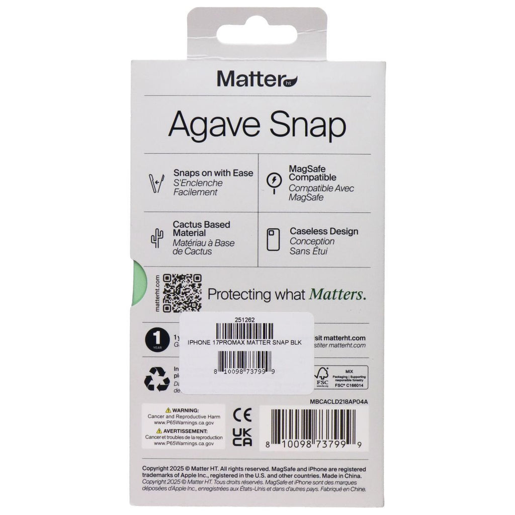 Matter Agave Snap Cover for MagSafe for Apple iPhone 17 Pro Max - Carbon Black - New - Image 5