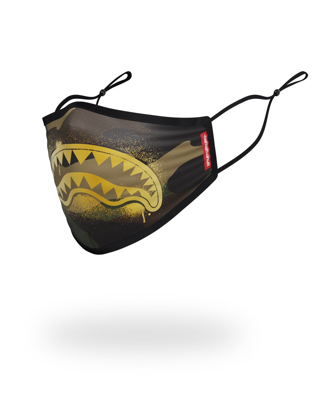 Adult Camo Gold Shark Form Fitting Face Mask - Image 2