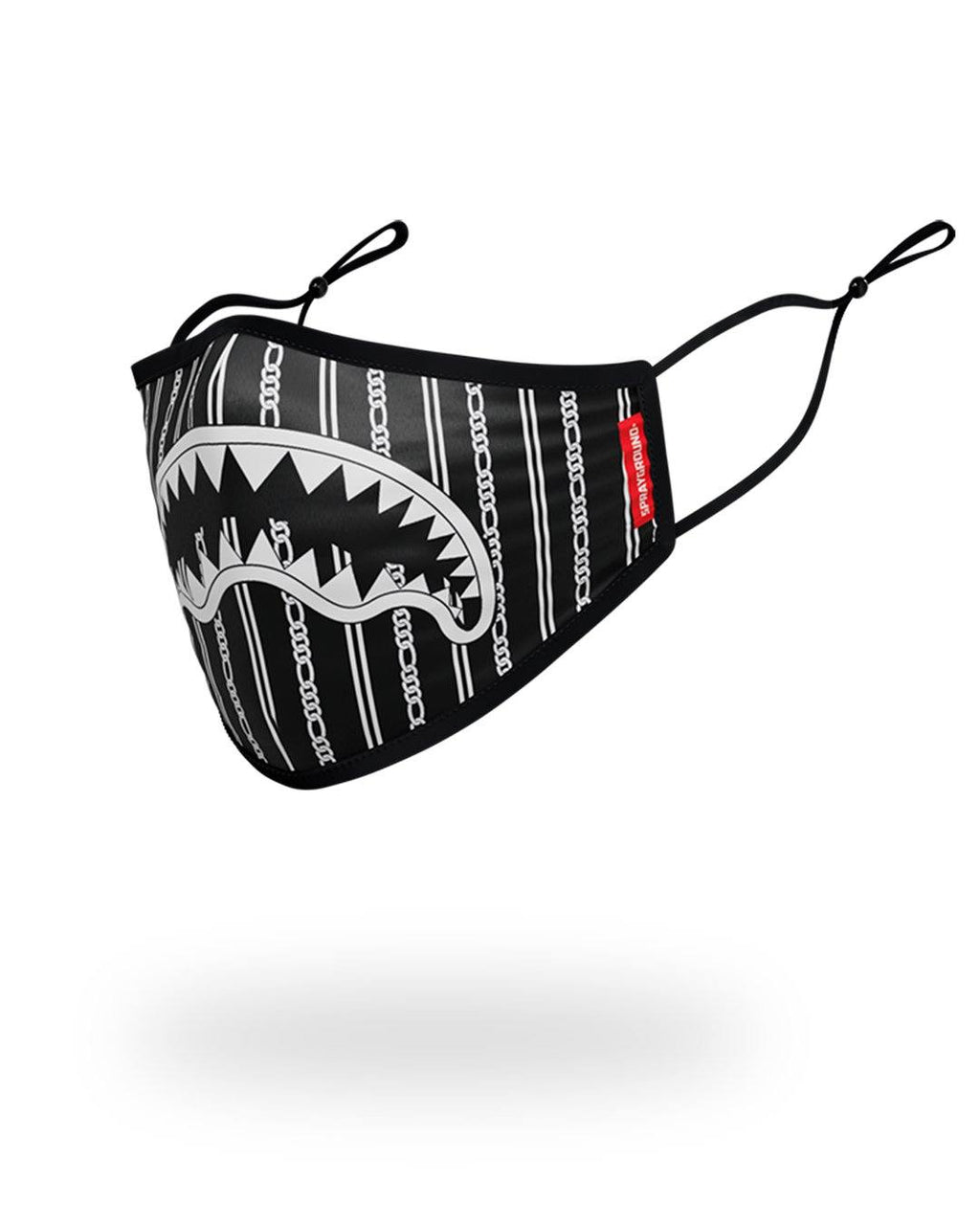 Adult Reverse Sharks in Paris (Black) Form Fitting Face Mask - Image 2