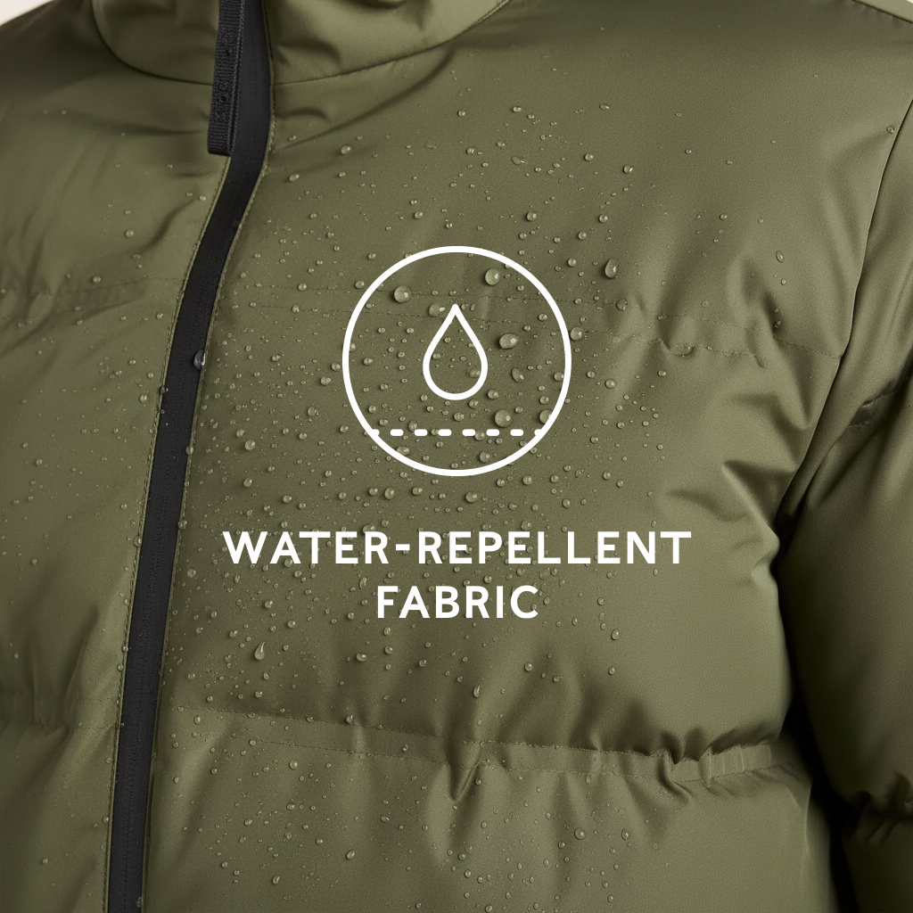 Menka Mens Shower Resistant Insulated Jacket - Khaki - Image 8