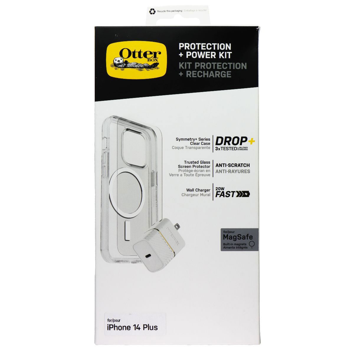 OtterBox Protection + Power Kit Case & Charger for iPhone 14 Plus - Clear/White - New - Image 2