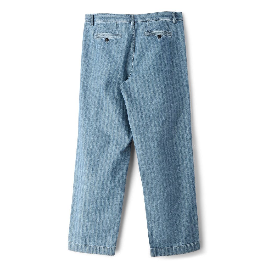 Noah Double-Pleat Herringbone Denim Pant (Blue herringbone) - Image 2
