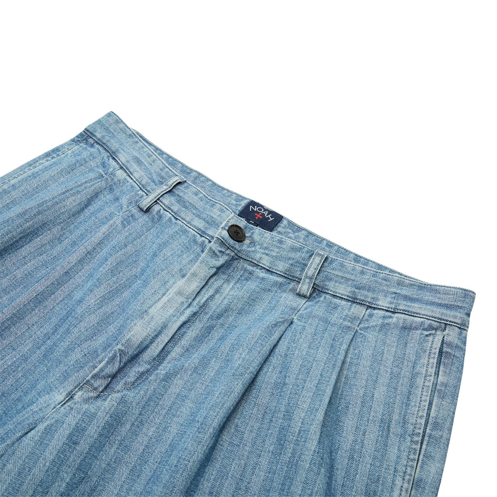 Noah Double-Pleat Herringbone Denim Pant (Blue herringbone) - Image 3