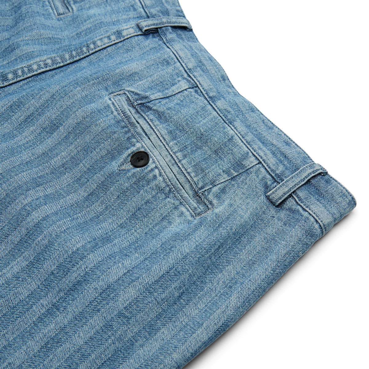 Noah Double-Pleat Herringbone Denim Pant (Blue herringbone) - Image 5