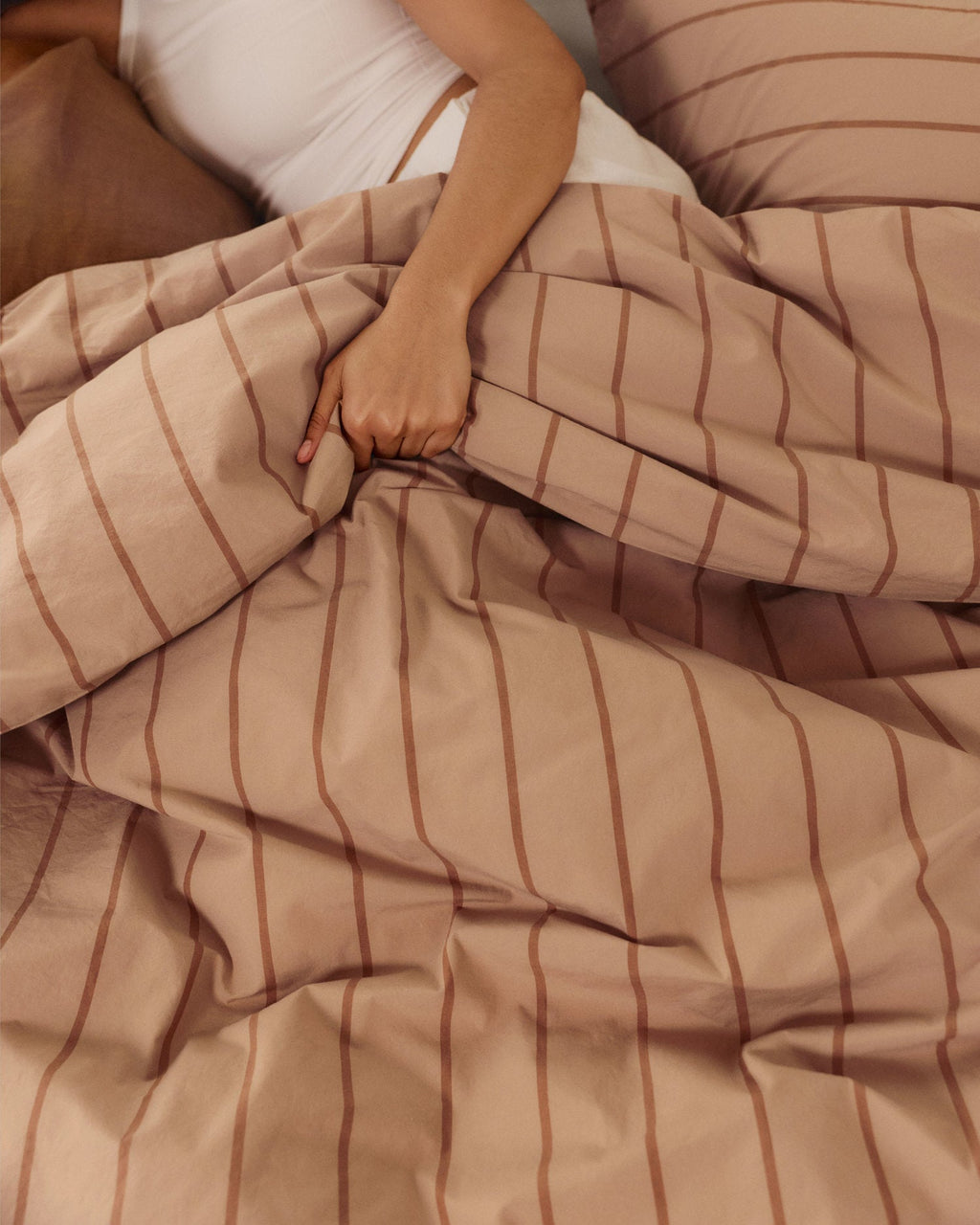 Brushed Cotton Duvet Cover Set - Adobe Stripe TW/XL - Image 4