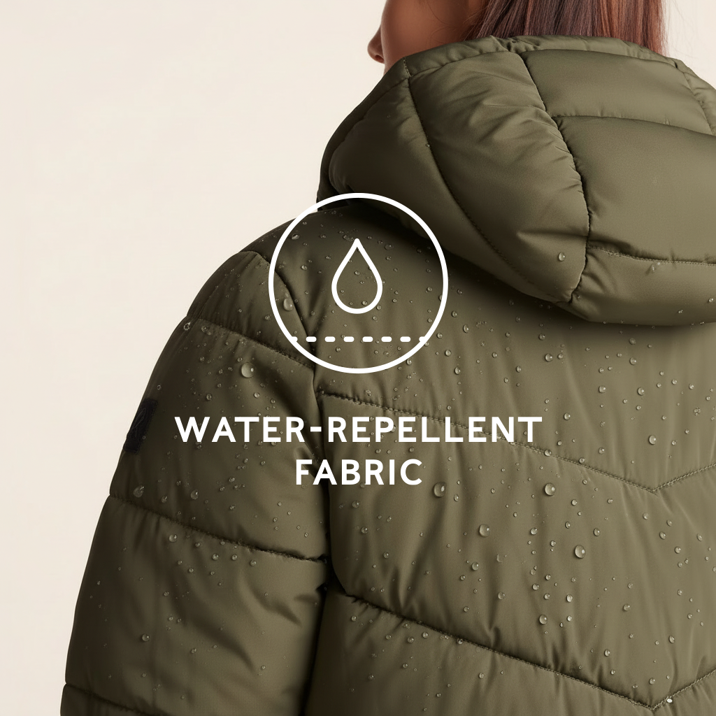 Raleigh Womens Long Insulated Jacket - Khaki - Image 9