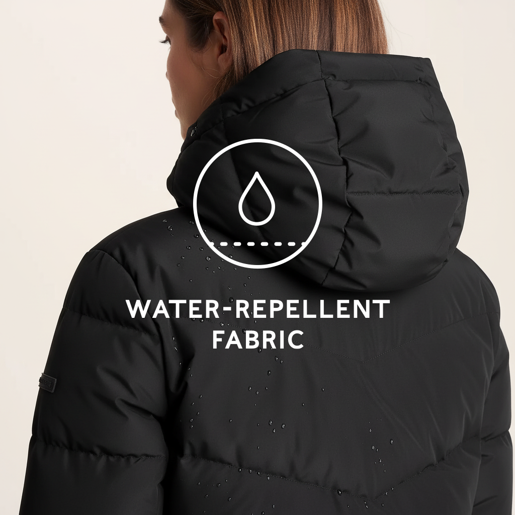 Raleigh Luxe Womens Long Shower Resistant Down Insulated Jacket - Black - Image 10