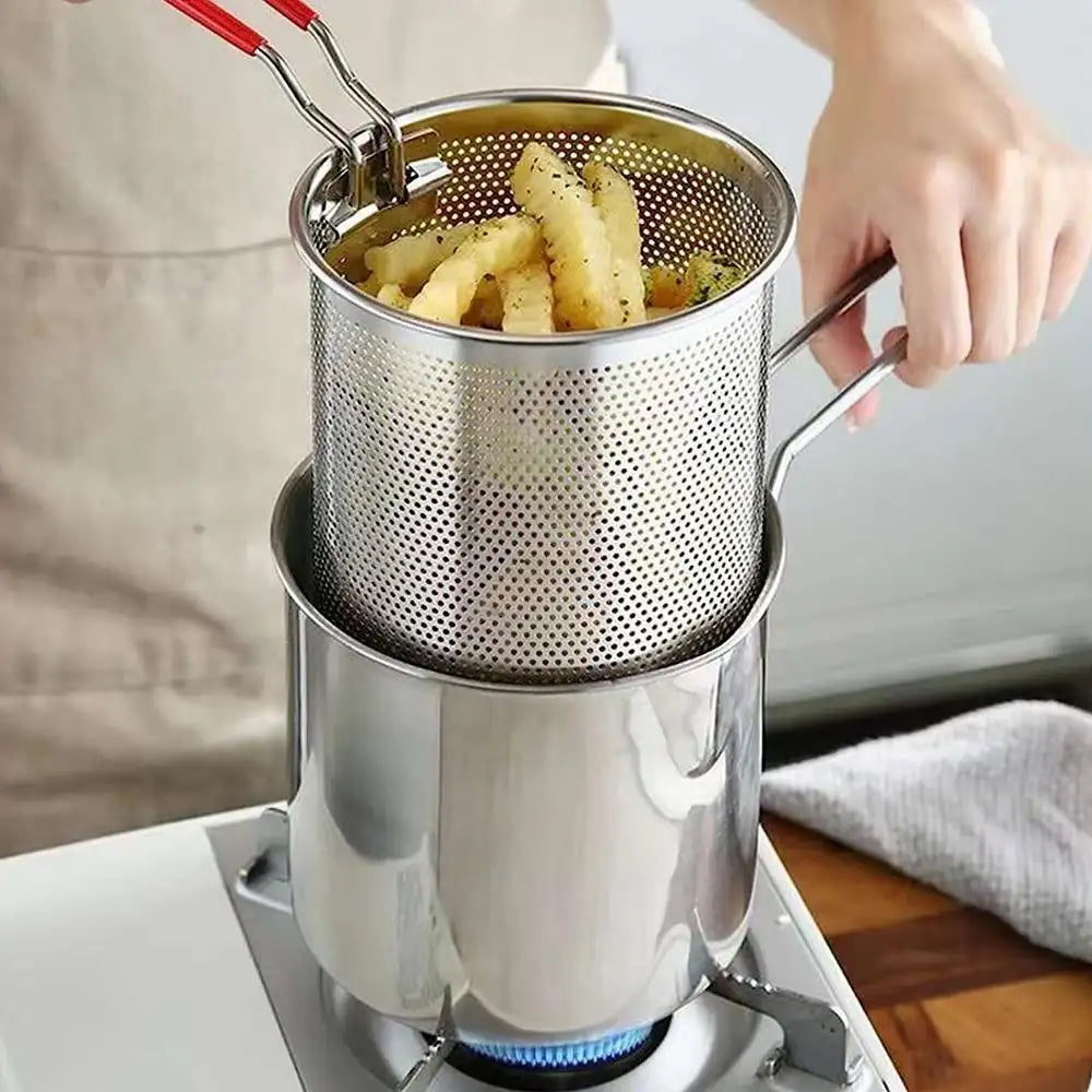 Deep Frying Pot Kitchen Fryer With Strainer Stainless Steel Tempura Fryer Pan Fry Pot Chicken Fried Chicken Cooking - Image 9