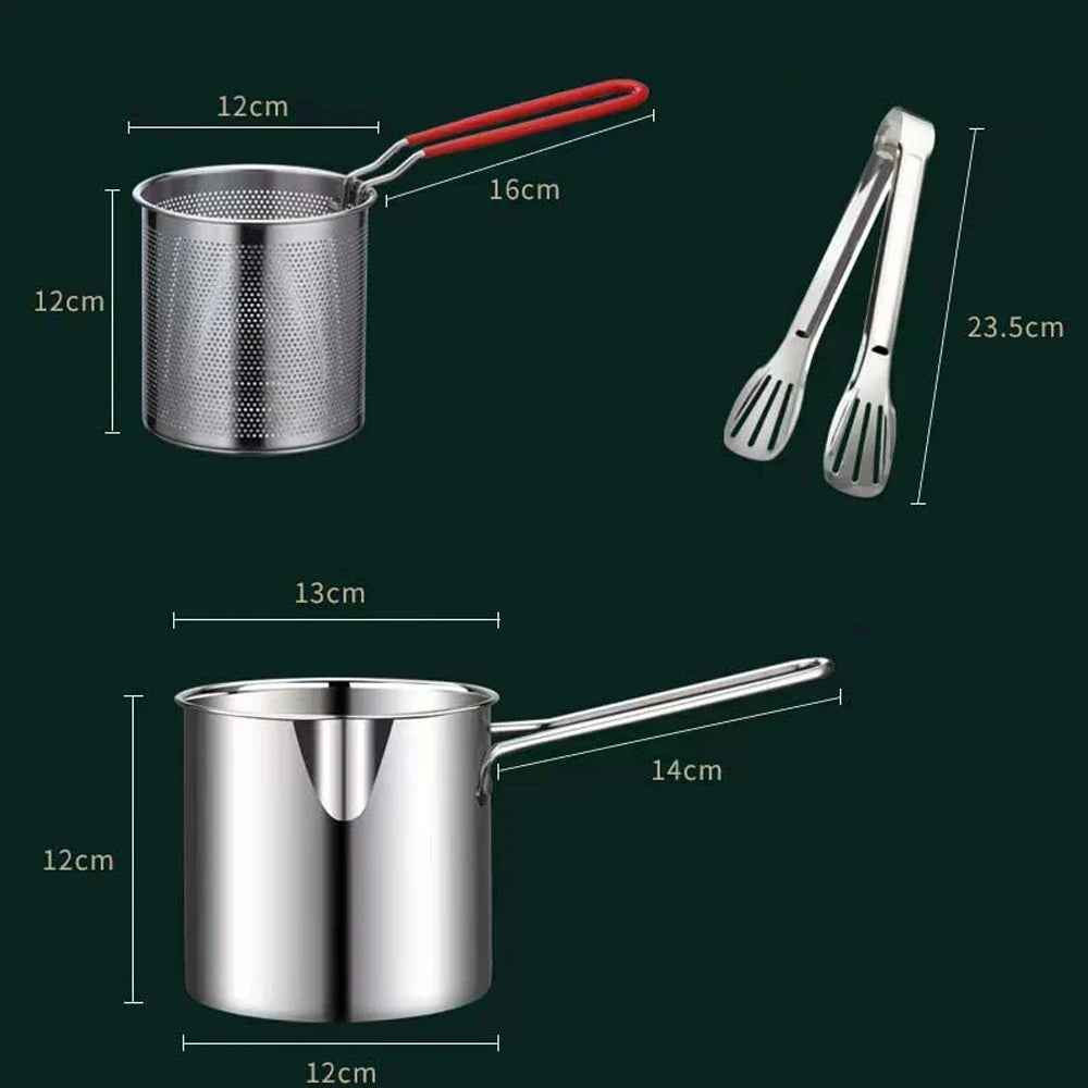 Deep Frying Pot Kitchen Fryer With Strainer Stainless Steel Tempura Fryer Pan Fry Pot Chicken Fried Chicken Cooking - Image 6