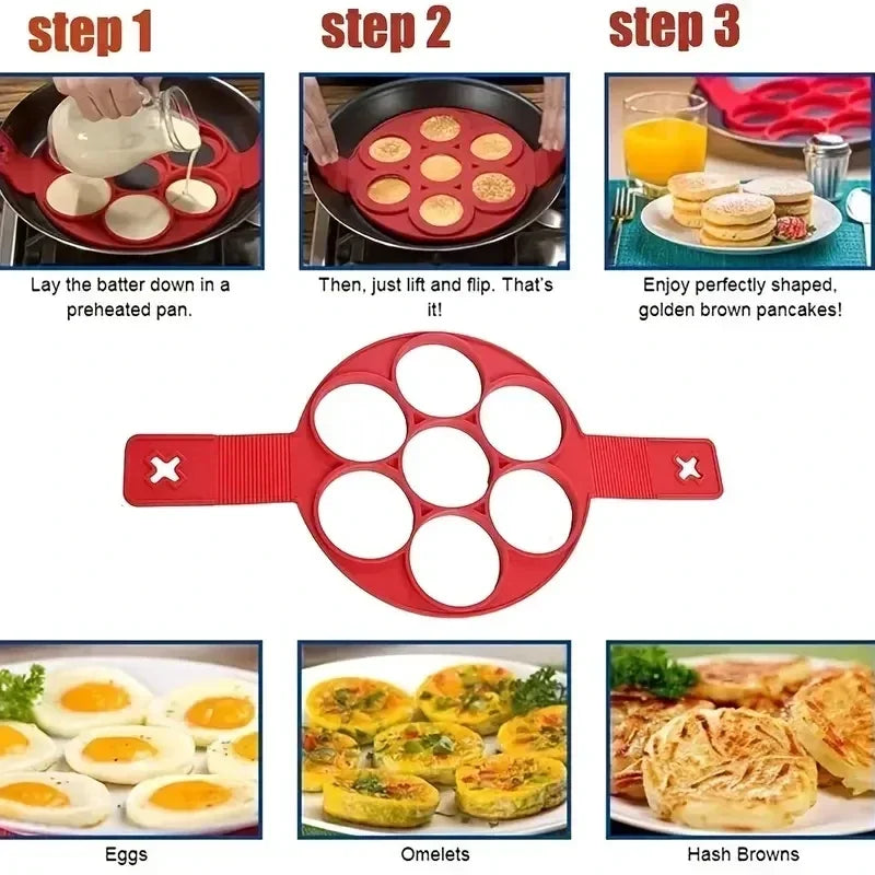 Silicone 7-hole Circular Frying Pan Breakfast Pancake Mold DIY Baking Tool - Image 4