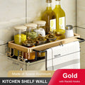 Wall-Mounted Kitchen Sink Drainer & Sponge Holder - Black and Gold