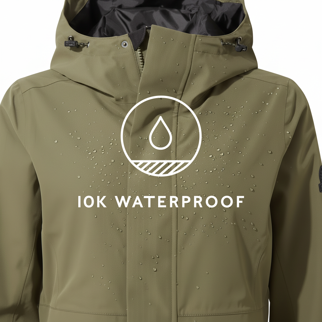 Saunter Womens Long Waterproof Jacket - Khaki - Image 8