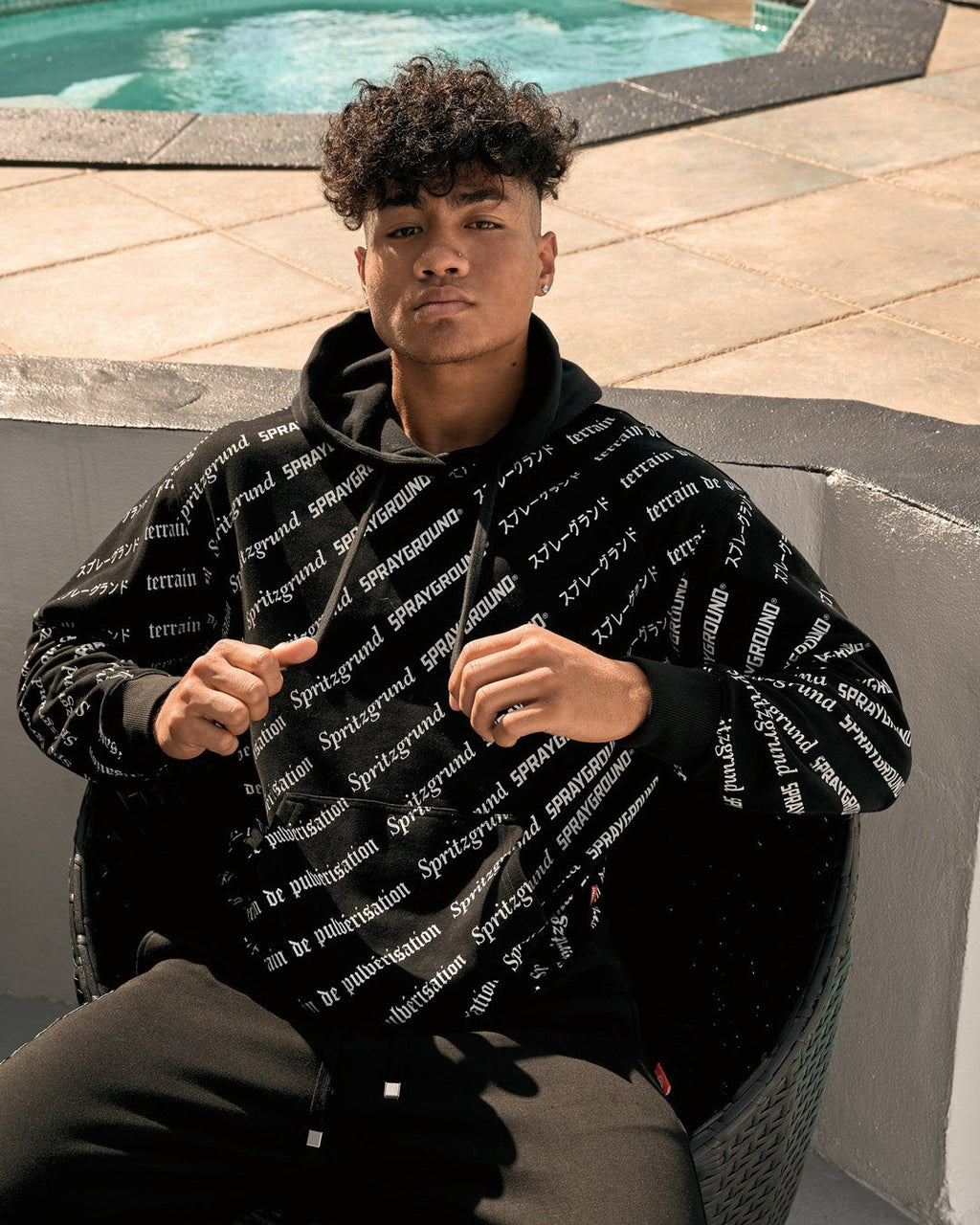 Sg Logo Repeat Hoodie Pullover Black - Image 2
