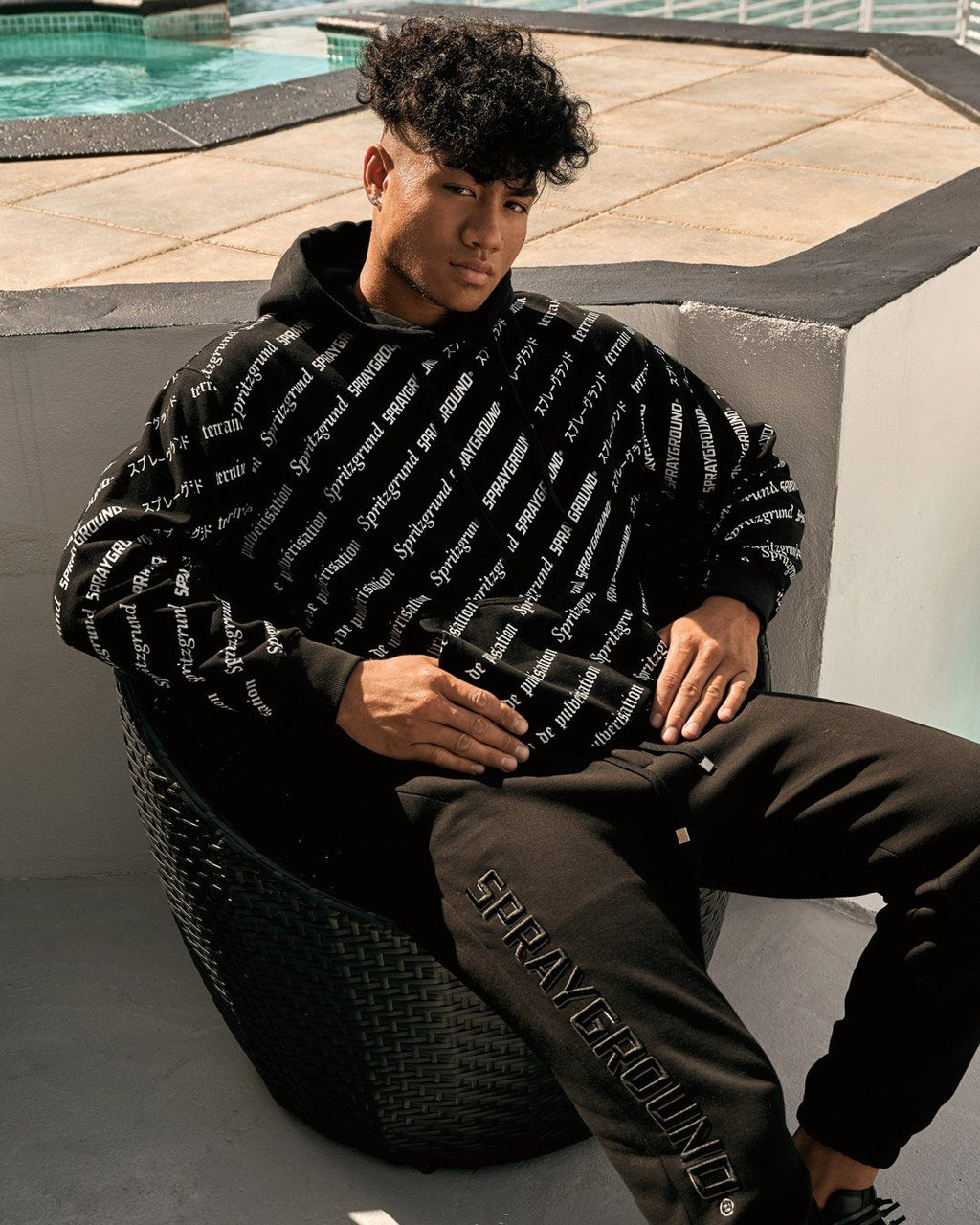Sg Logo Repeat Hoodie Pullover Black - Image 6