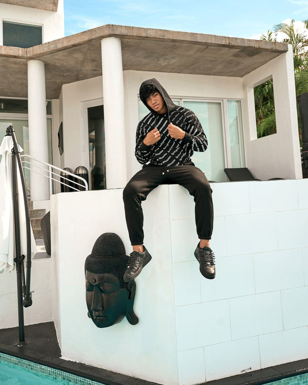 Sg Logo Repeat Hoodie Pullover Black - Image 7