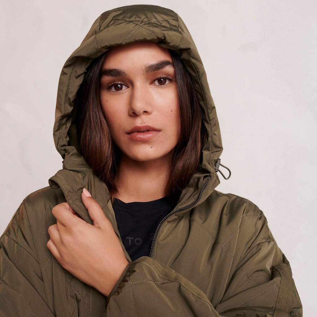 Corlae Womens Oversized Shower Resistant Insulated Jacket - Khaki - Image 11