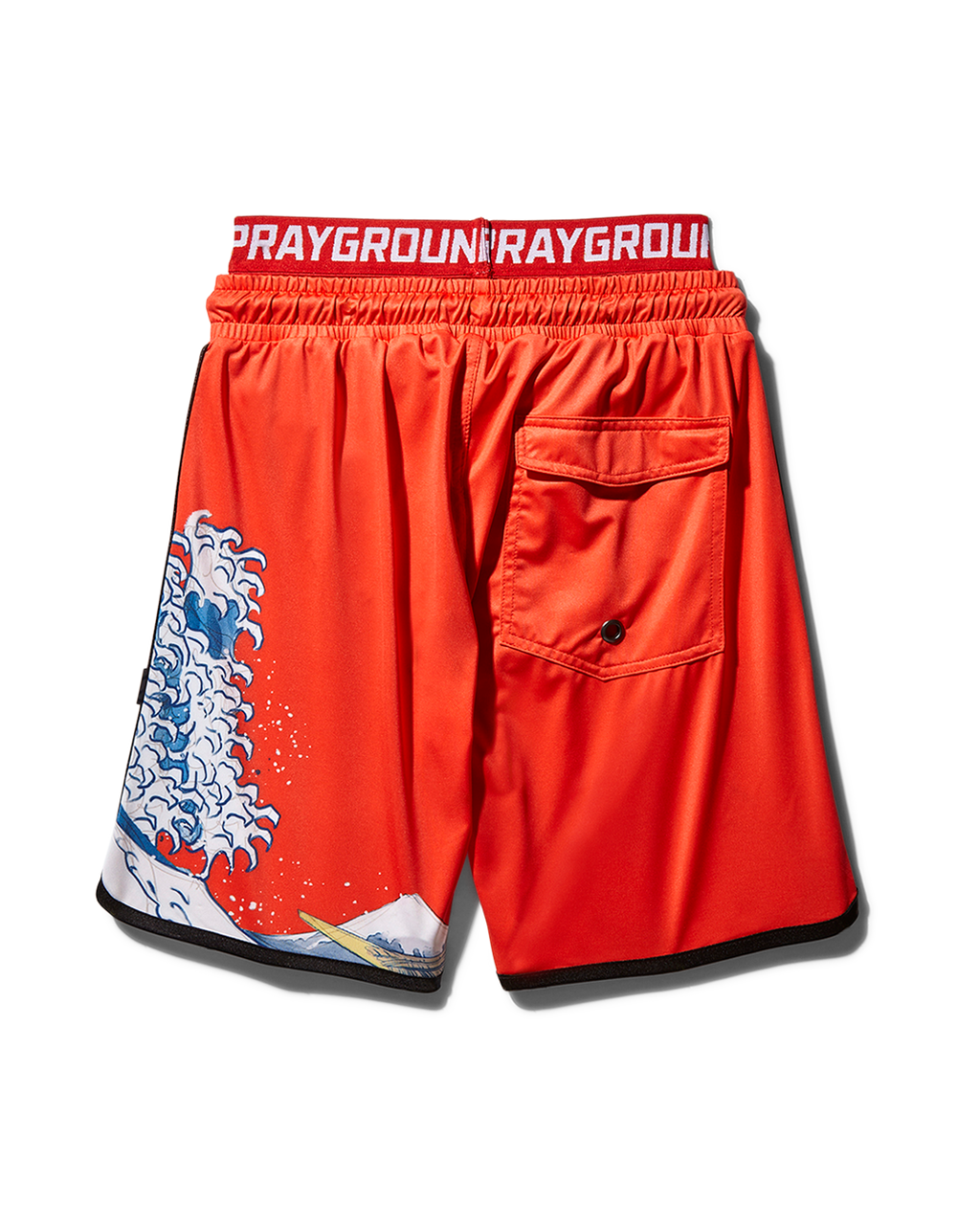 Kids Japan Wave Swim Trunks (Red) - Image 2