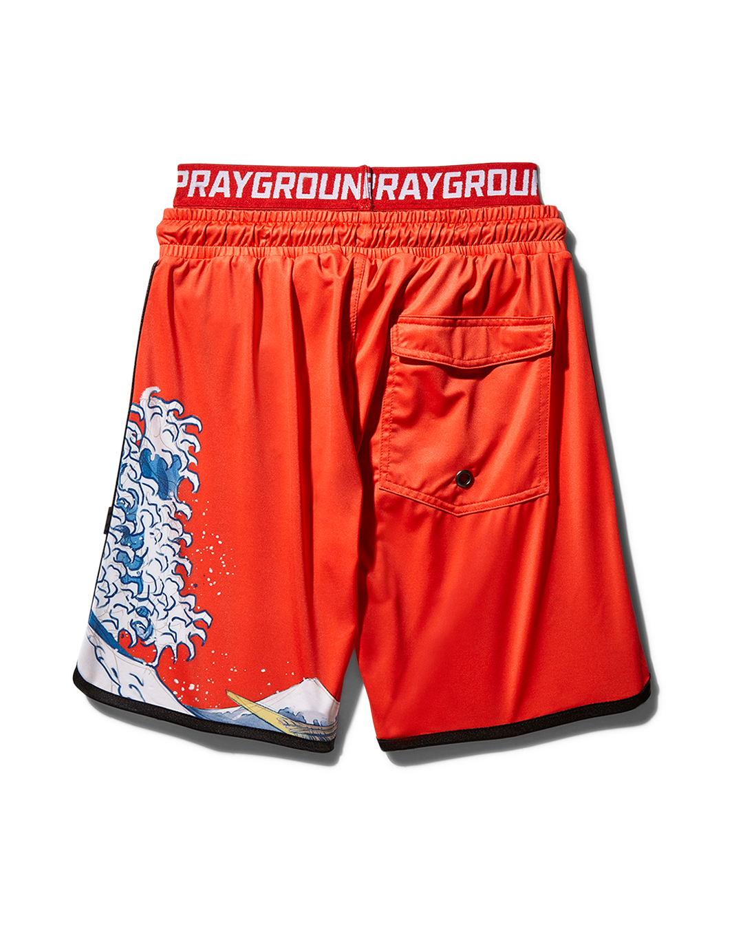 Kids Japan Wave Swim Trunks (Red) - Image 2