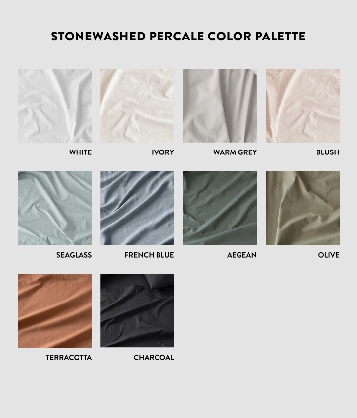 Stonewashed Organic Cotton Percale Sheet Set - Image 38