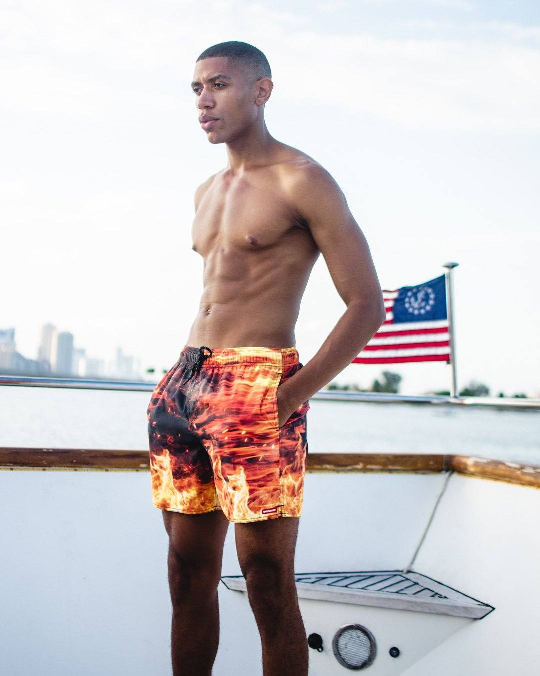 Camo Fire Shoto Swim Trunks - Image 6