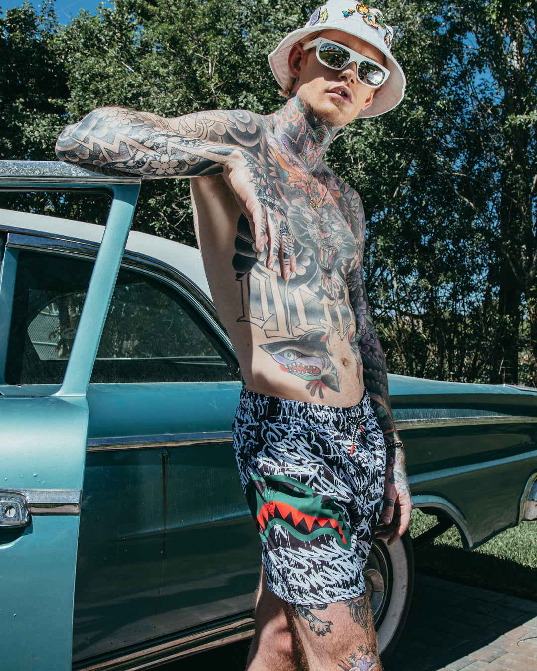 Scribble Shark Shoto Swim Trunks - Image 8