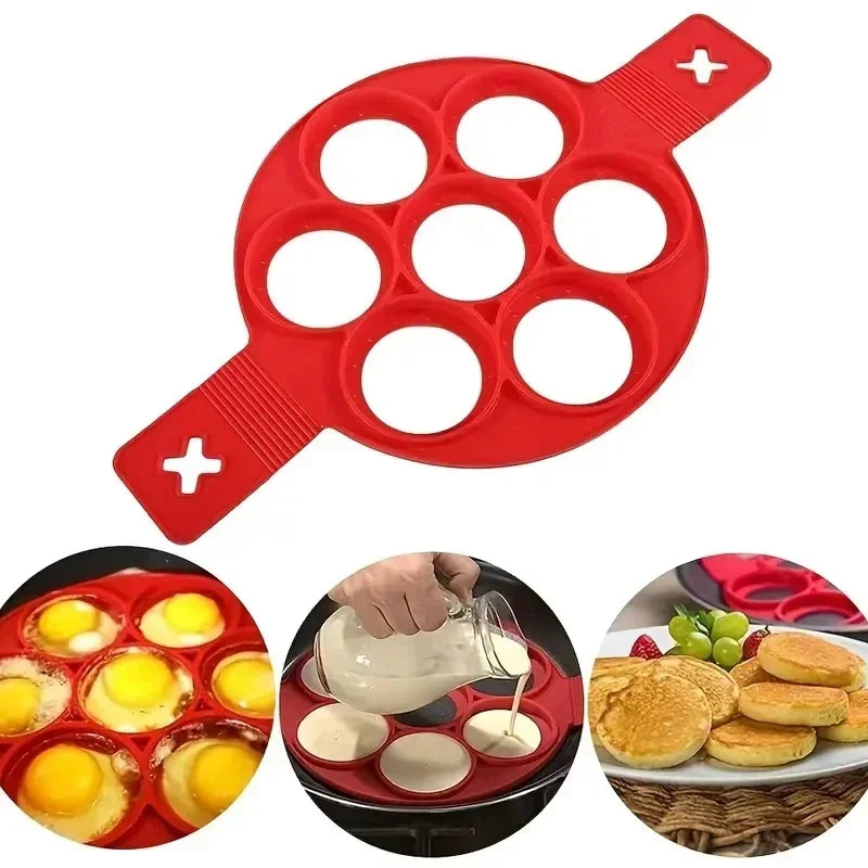 Silicone 7-hole Circular Frying Pan Breakfast Pancake Mold DIY Baking Tool - Image 2