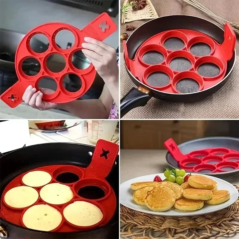 Silicone 7-hole Circular Frying Pan Breakfast Pancake Mold DIY Baking Tool - Image 3