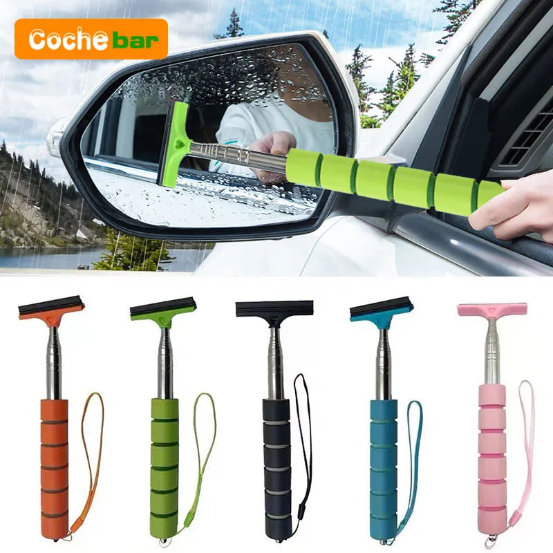 Car Rearview Mirror Wiper Cleaning Tool Auto Glass Mist Cleaner Scraper Car Accessories Handle Telescopic Window - Image 3