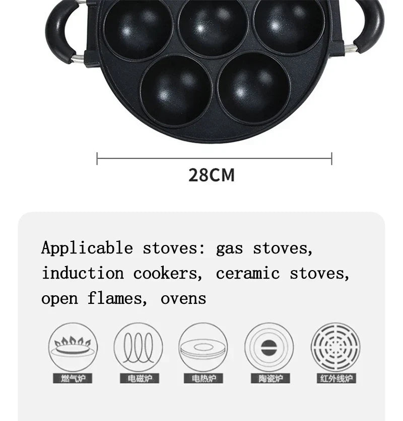 7 Hole Cake Cooking Pan Cast Iron Omelette Pan Non-stick Cooking Pot Breakfast Egg Cooking Pie Cake Mold Cookware Kitchenware