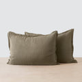 Stonewashed Linen Shams - Olive