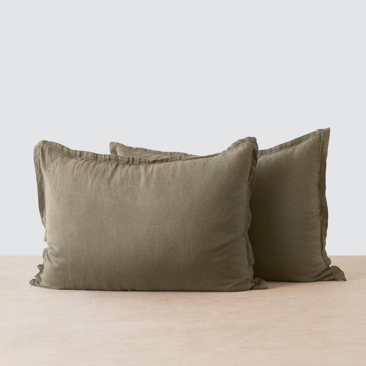 Stonewashed Linen Shams - Olive