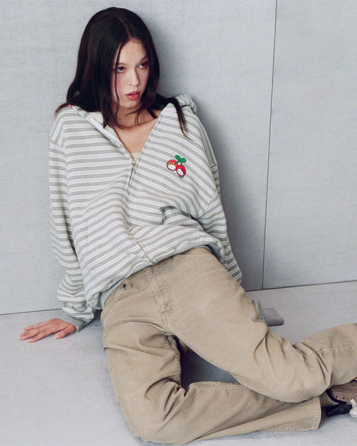 Hello Kitty® Cherries Stripe Midweight Fleece Zip Up - Image 4