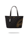 NOIR QUILT GOLD CHAIN SHARK TOTE