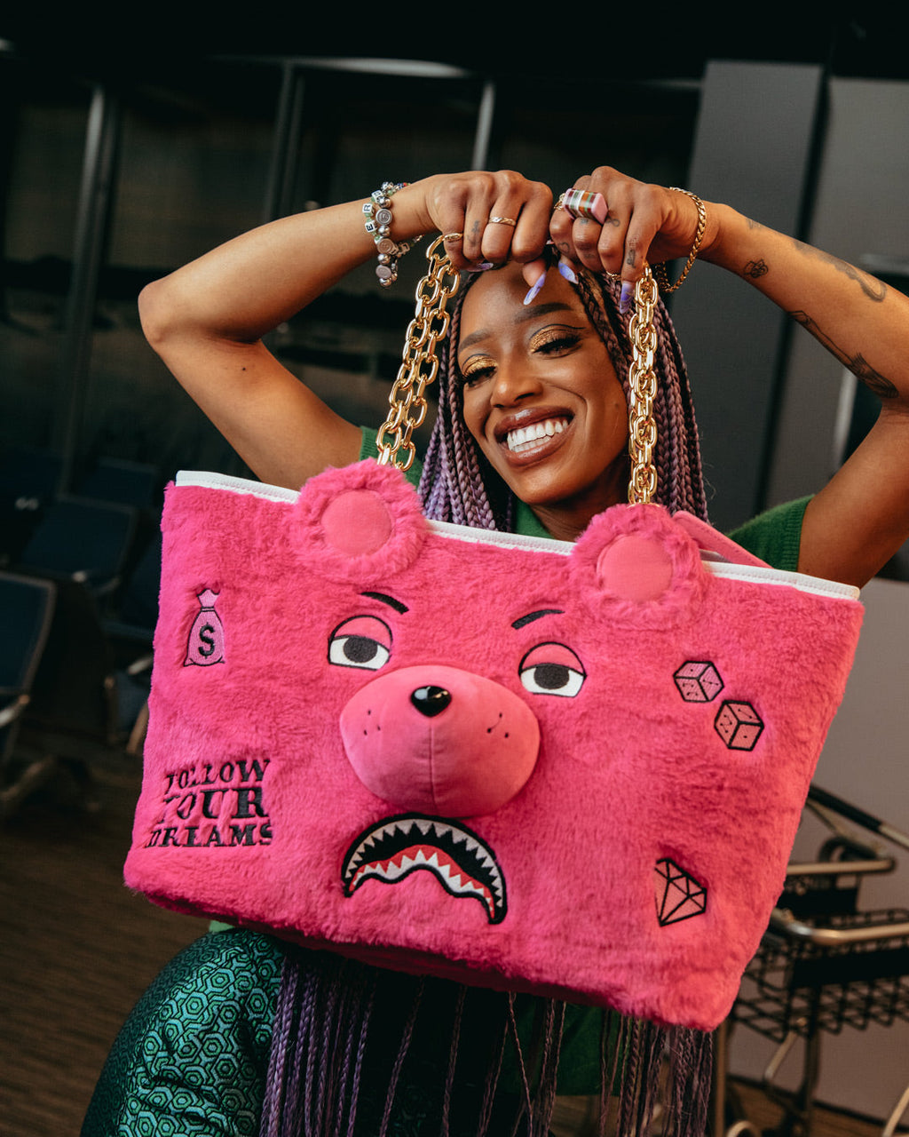 Plush Moneybear Tote (Pink) - Image 4