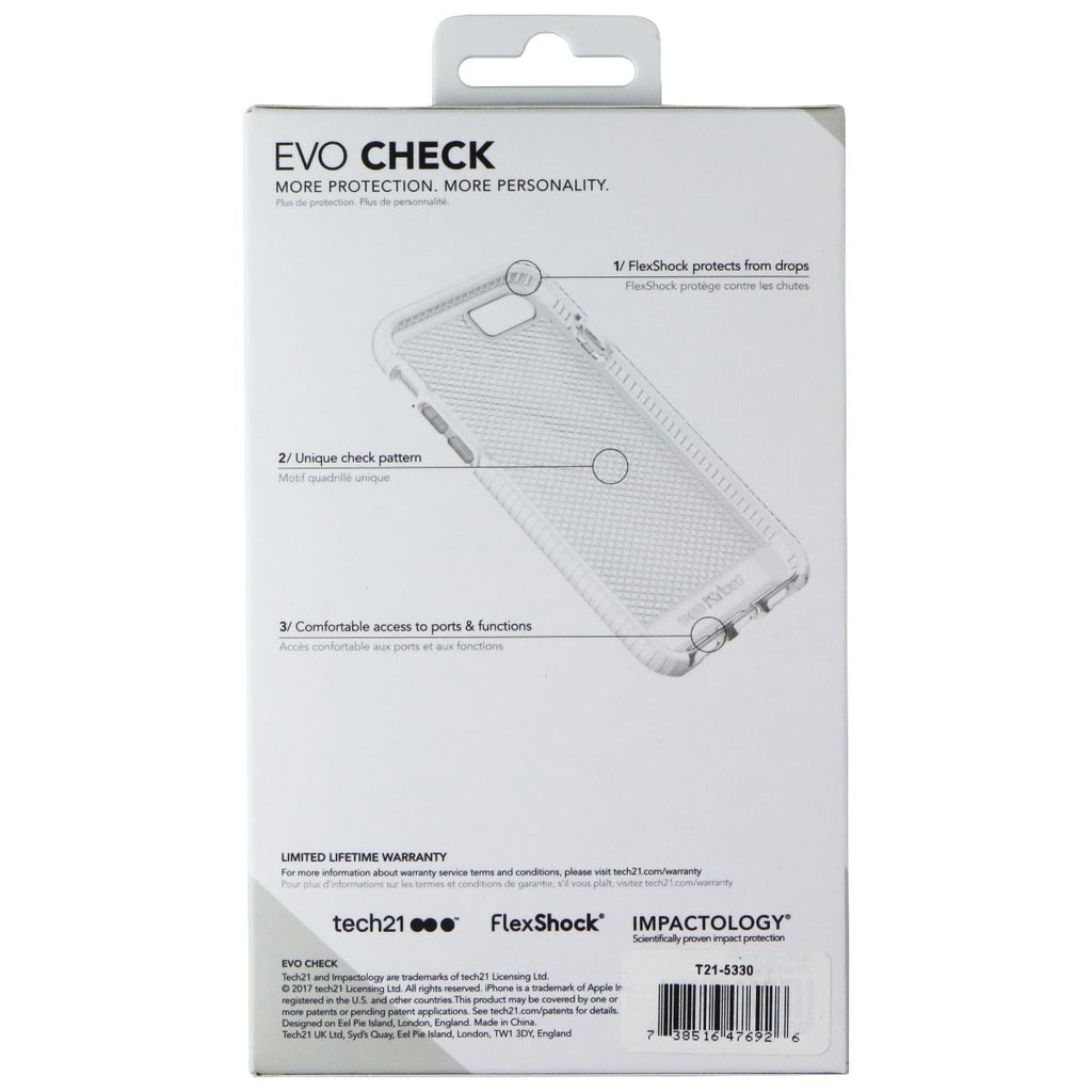 Tech21 Evo Check Series Flexible Gel Case Cover Apple iPhone 8 7 - Clear / White - New - Image 2