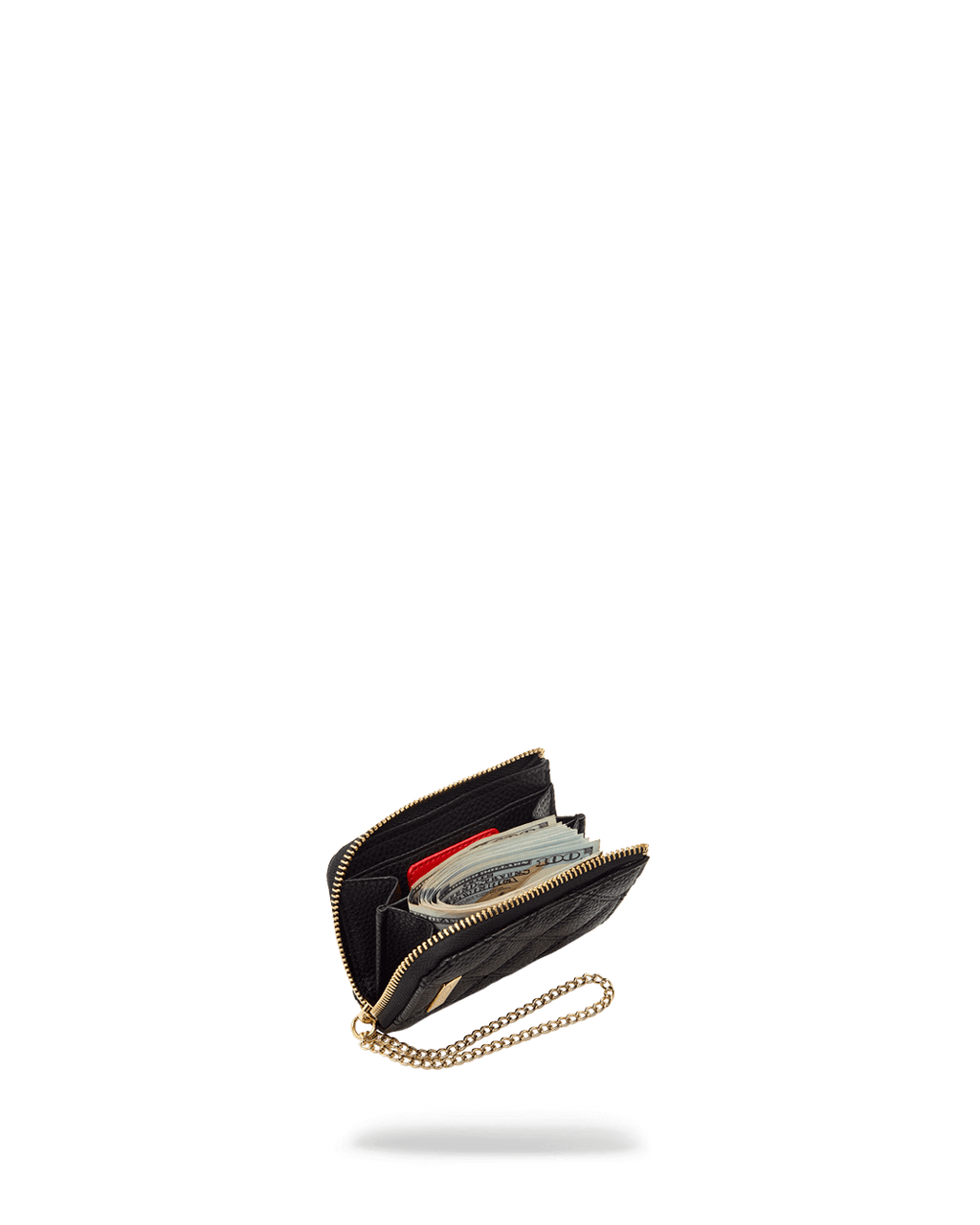 Noir Quilt Gold Chain Shark Wallet - Image 7