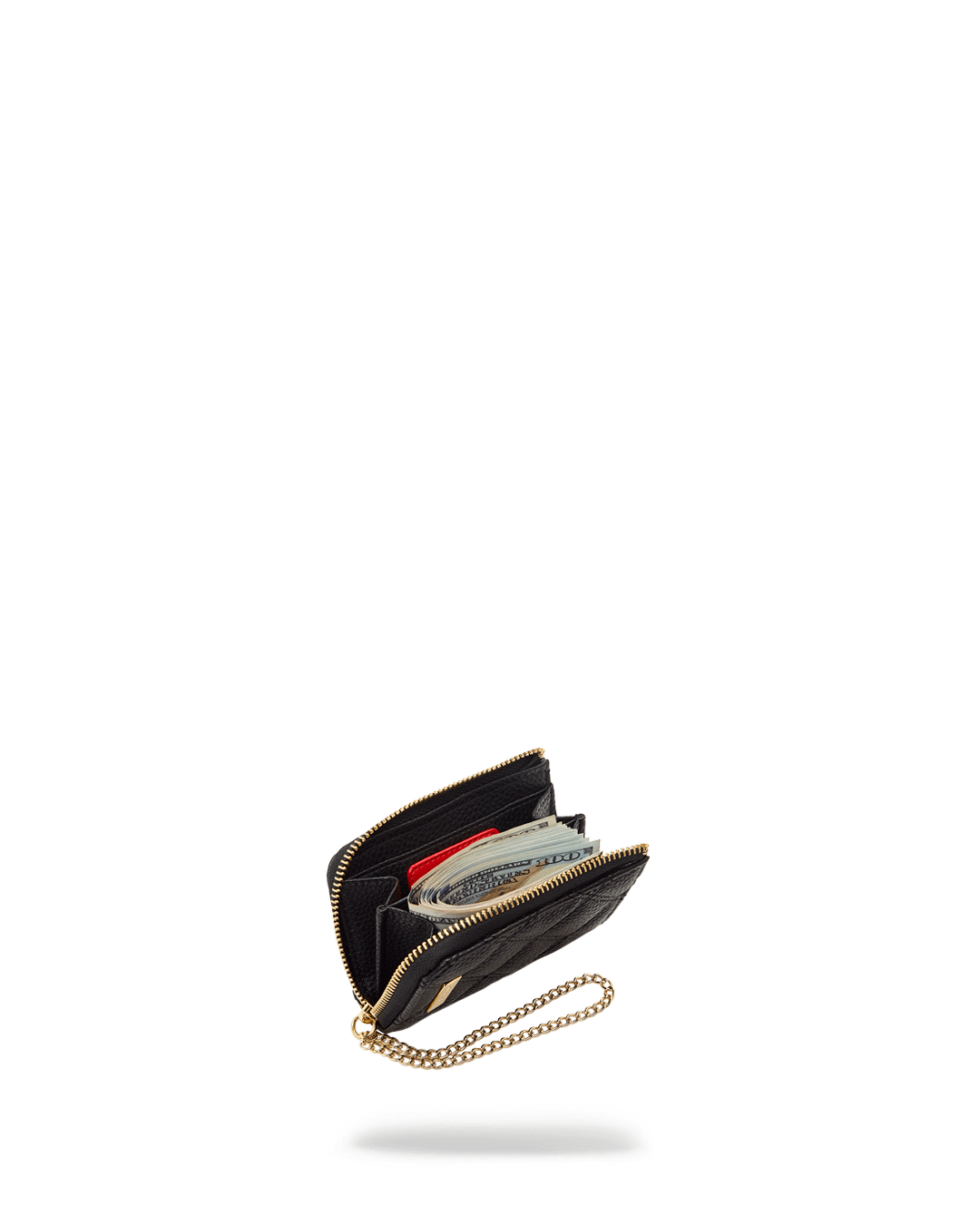 Noir Quilt Gold Chain Shark Wallet - Image 7