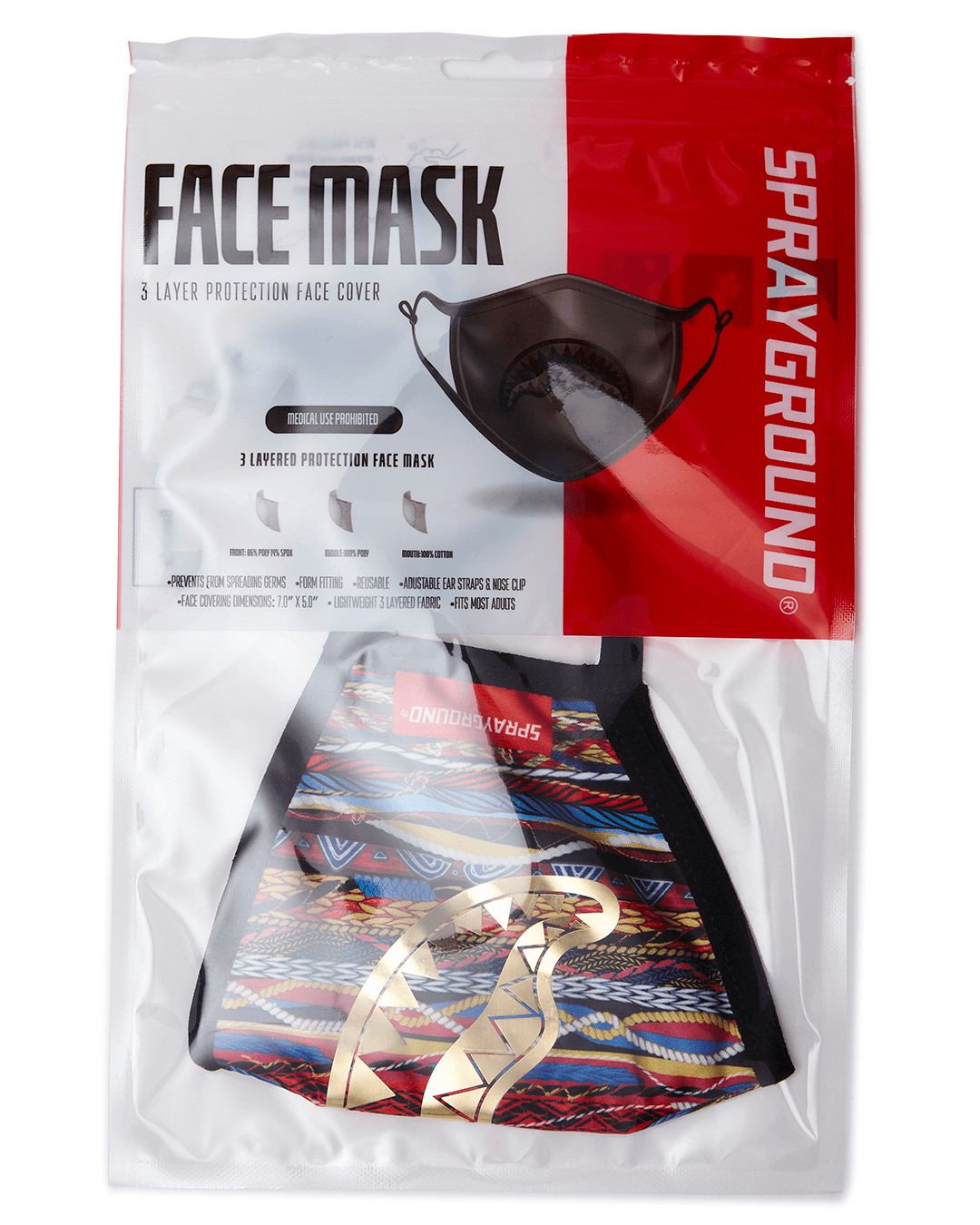 1994 Gold Metallic Shark Polyester Face Mask - Image 13