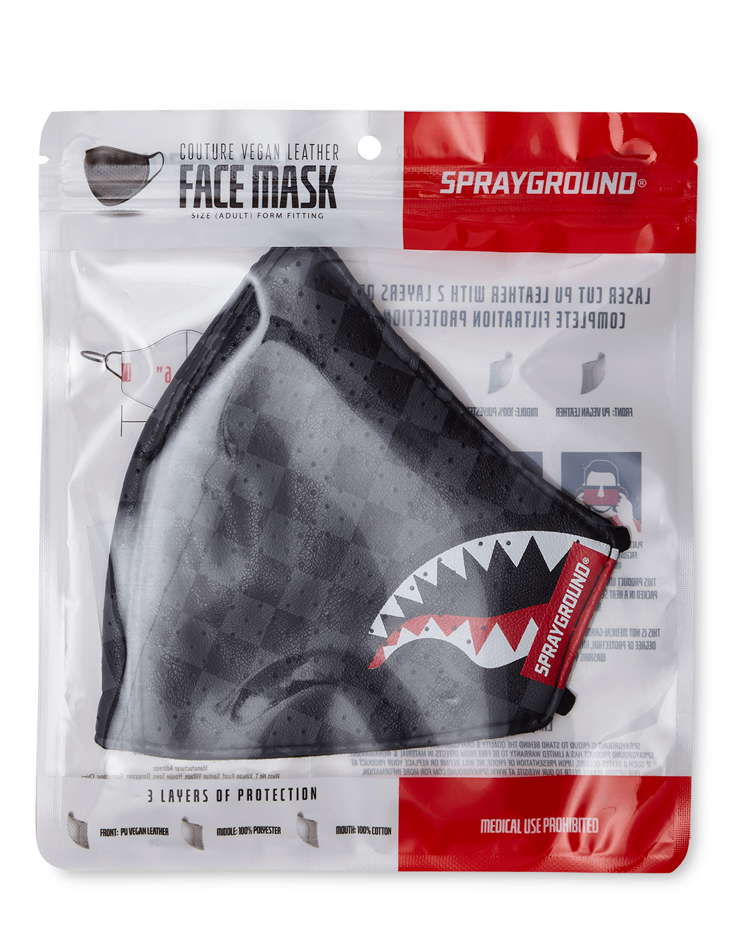 Sharks in Paris (Gray) Vegan Leather Face Mask - Image 12