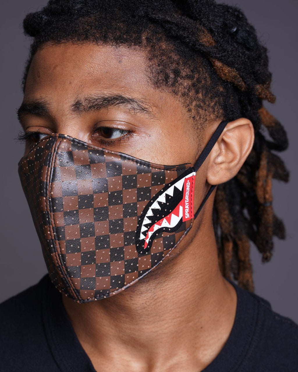 Sharks in Paris Vegan Leather Face Mask - Image 2