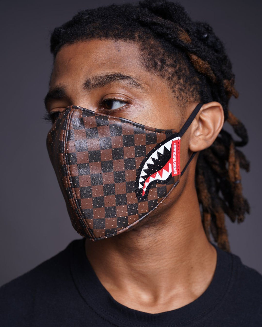 Sharks in Paris Vegan Leather Face Mask - Image 8