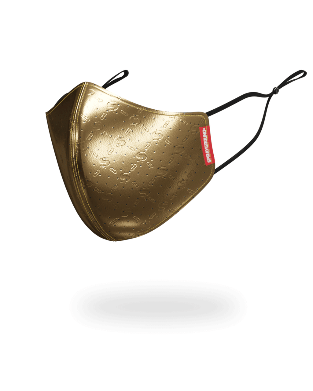 Gold Money Pattern Vegan Leather Face Mask - Image 3