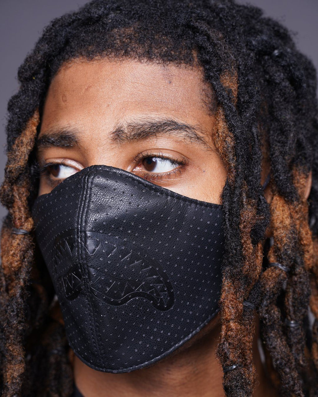 Midnight Shark Vegan Leather Facemask - Image 6