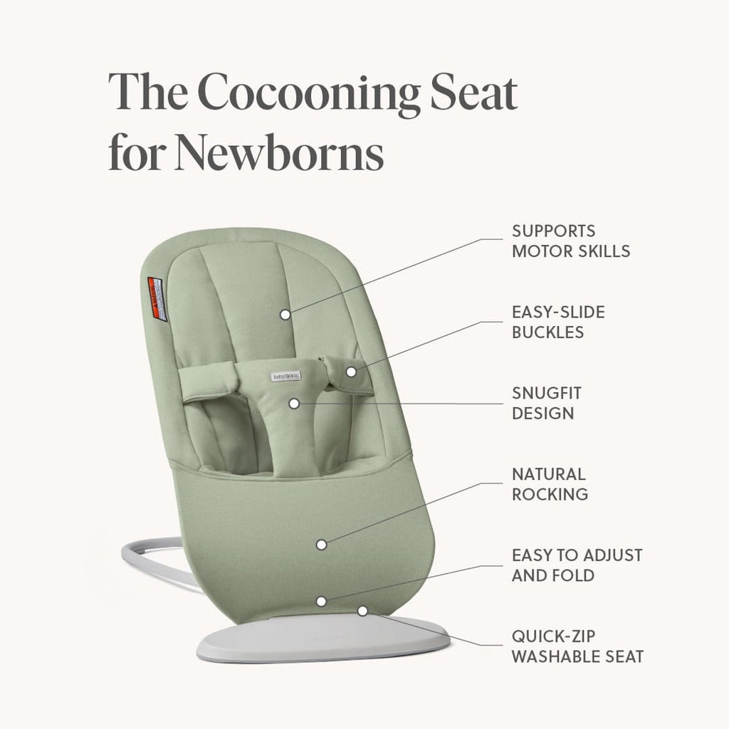 BabyBjörn Bouncer Begin - Woven, Light Green - Image 2