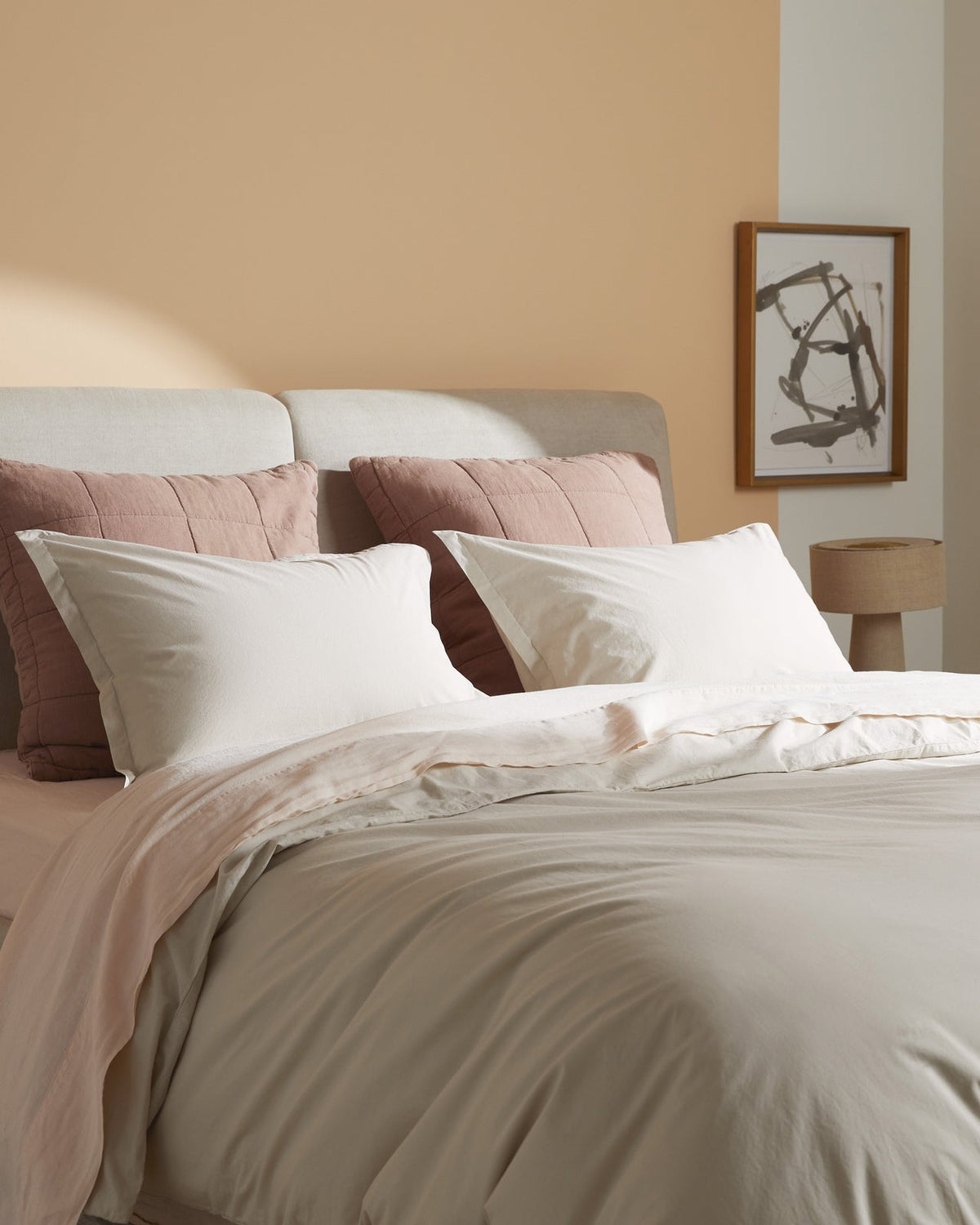 Brushed Cotton Duvet Cover Set - Bone K/CK - Image 2
