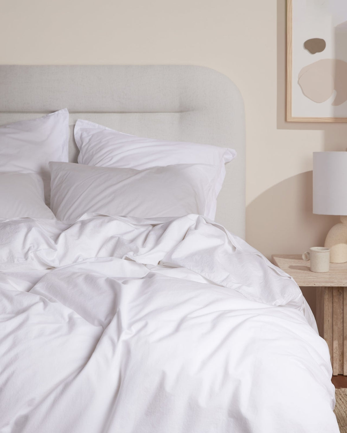 Brushed Cotton Duvet Cover Set - White K/CK - Image 4
