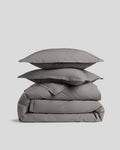 Brushed Cotton Duvet Cover Set - Pebble F/Q