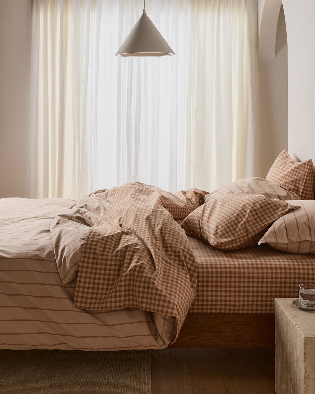 Brushed Cotton Sheet Set - Adobe Check F/Q - Image 2