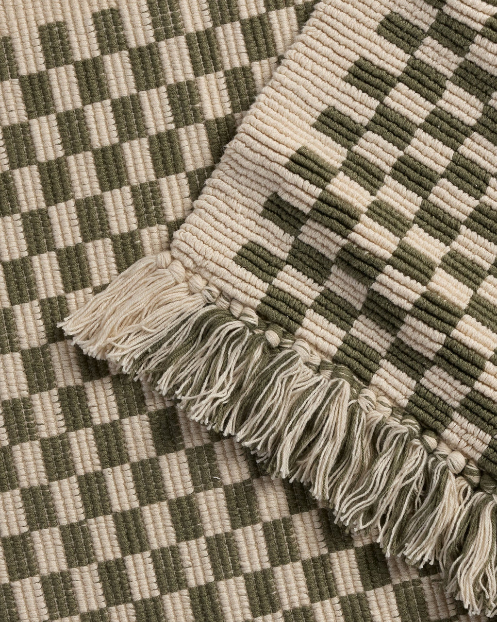 Organic Checkered Bath Rug (Natural and Thyme) - Image 3