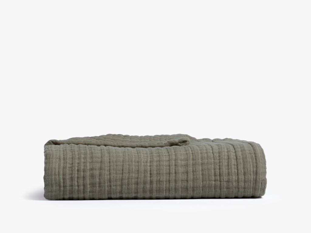 Cloud Linen Gauze Bed Blanket - FINAL SALE (Moss)